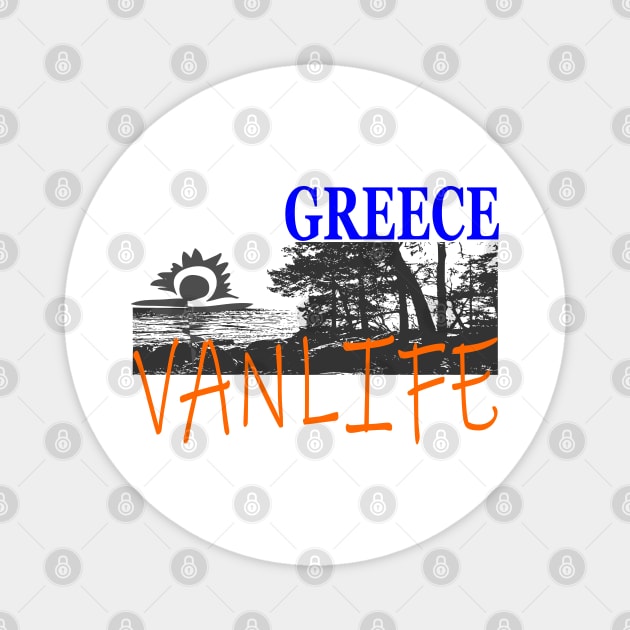 Vanlife, Greece Magnet by YellowSplash